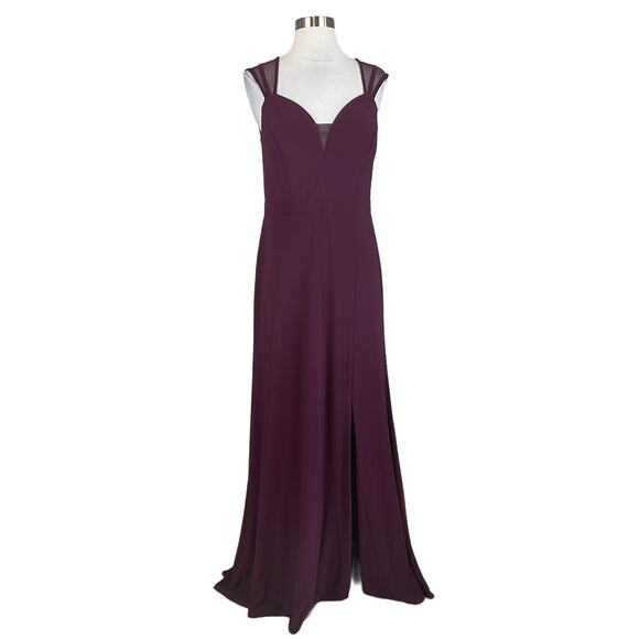 Nightway Women's Formal Dress Size 8 Burgundy Red Sheer Back Evening Gown - Picture 1 of 12